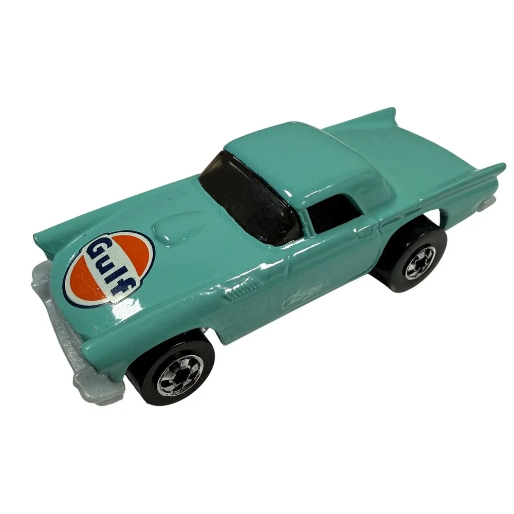 Hot Wheels 1957 Ford Thunderbird Toy Car Teal Gulf Oil Gasoline Logo 1977‎